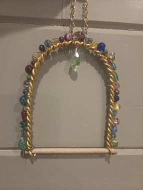 Handmade Beaded Hummingbird Perch